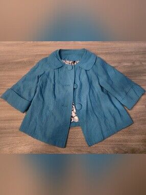 Ambition Teal Button-Front Cape Jacket